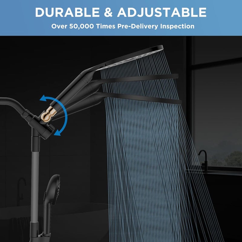 MakeFit Dual Filtered Rain Shower Head Combo, High Pressure Handheld Shower Head with Adjustable Bar - Rainfall Shower Head And Showerhead with Filter for Hard Water - Removes Chlorine - Image 2